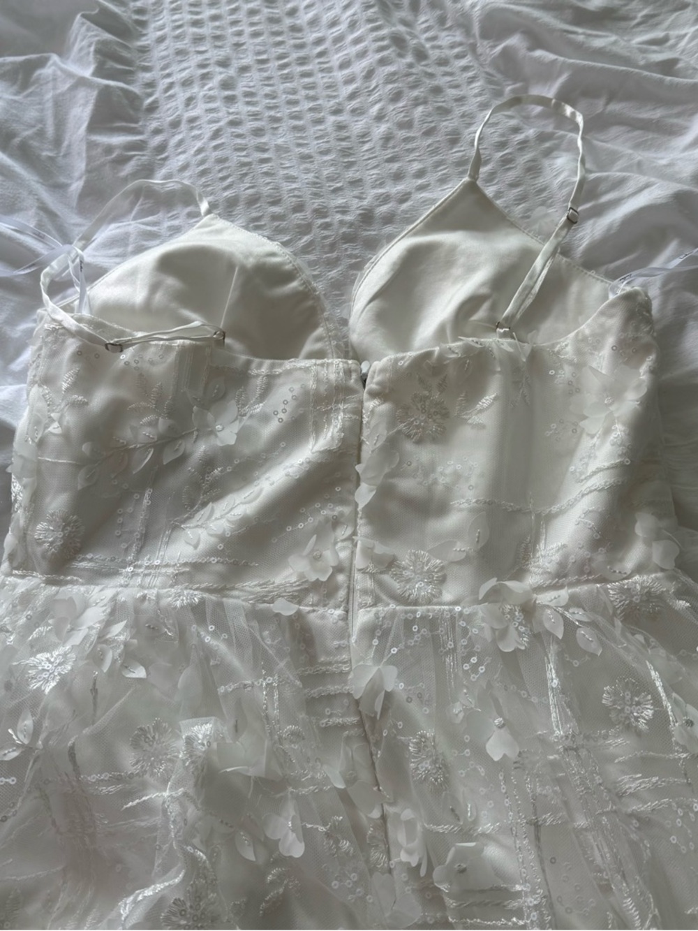 Lulu's Springtime Soiree White Sequin 3D Floral Applique Midi Dress - Picture 10 of 10